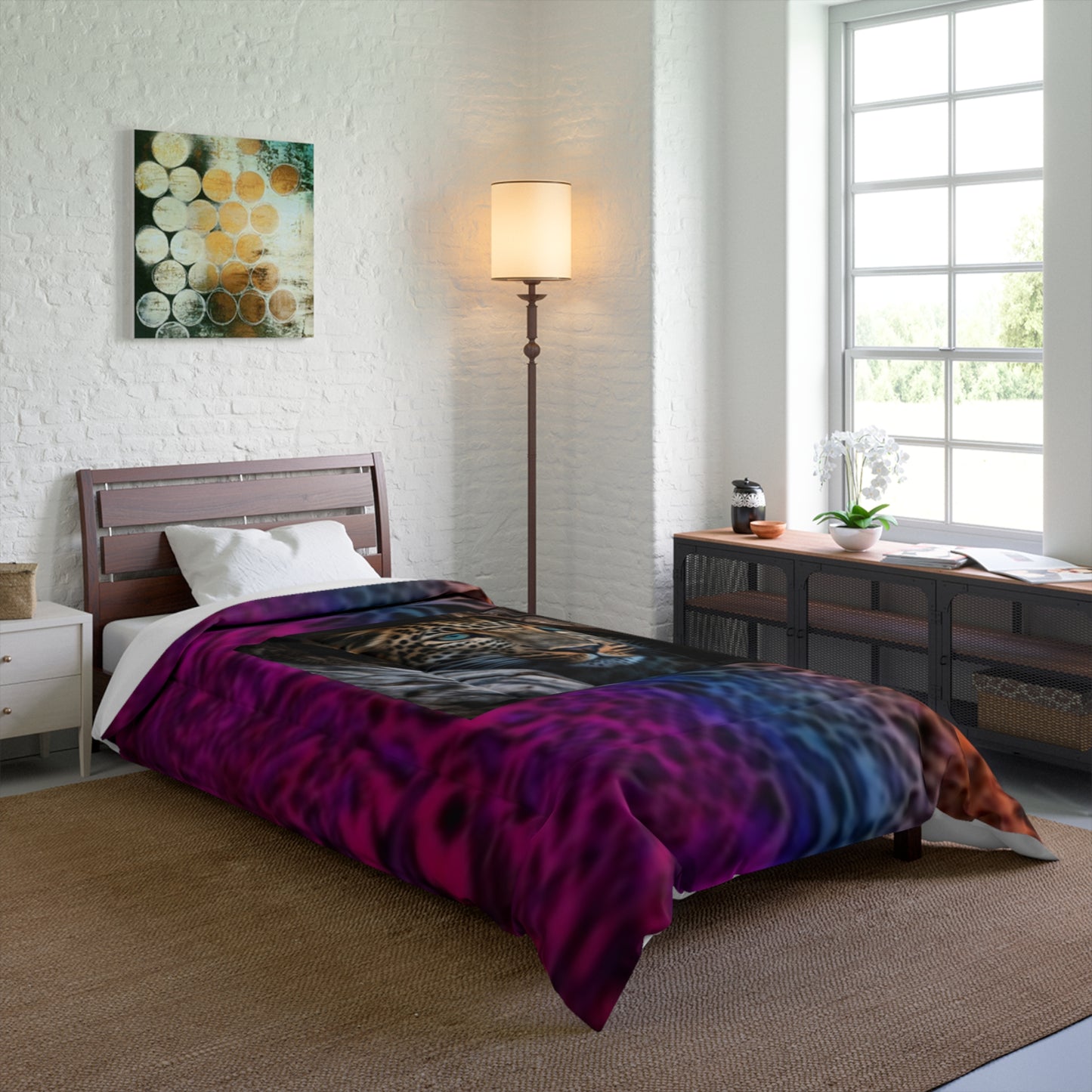 Vibrant Leopard & Animal Print Comforter - Wild Cat Bedding, Animal Print Throw, Bohemian Bedroom Decor, Unique Gift for Animal Lovers