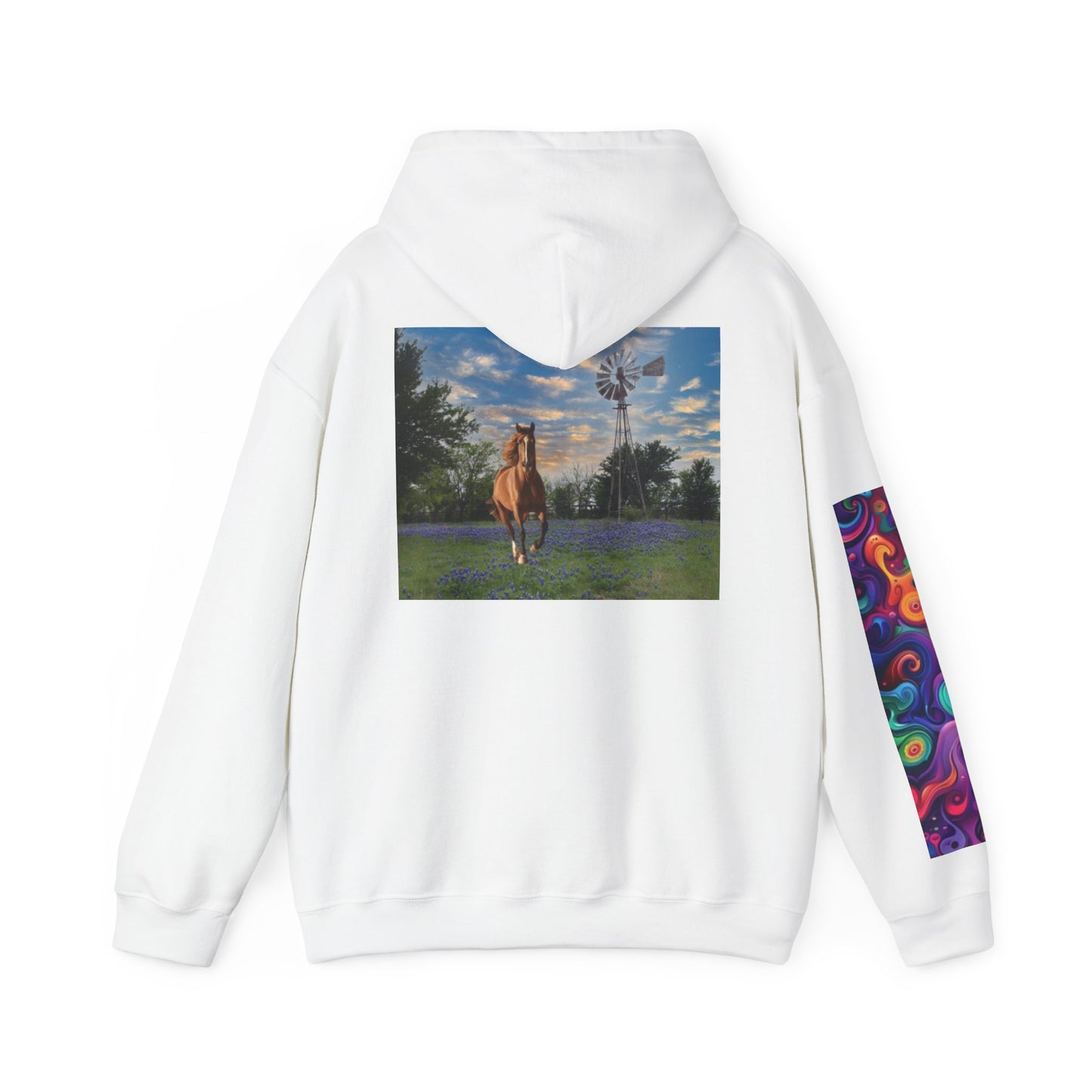 Sudadera con capucha unisex inspirada en Texas con diseño de mangas coloridas