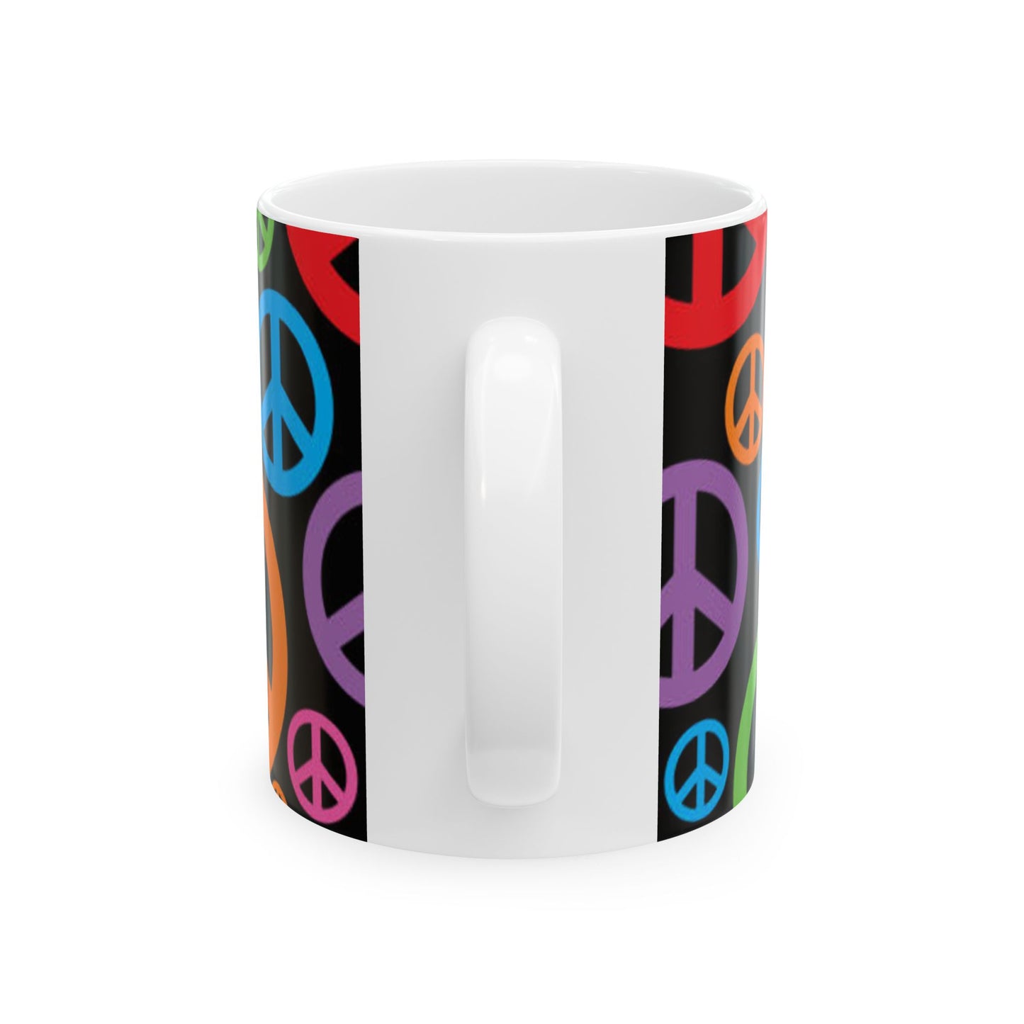 Colorful Peace Symbol Ceramic Mug - 11oz & 15oz, Perfect for Boho Lovers and Home Decor