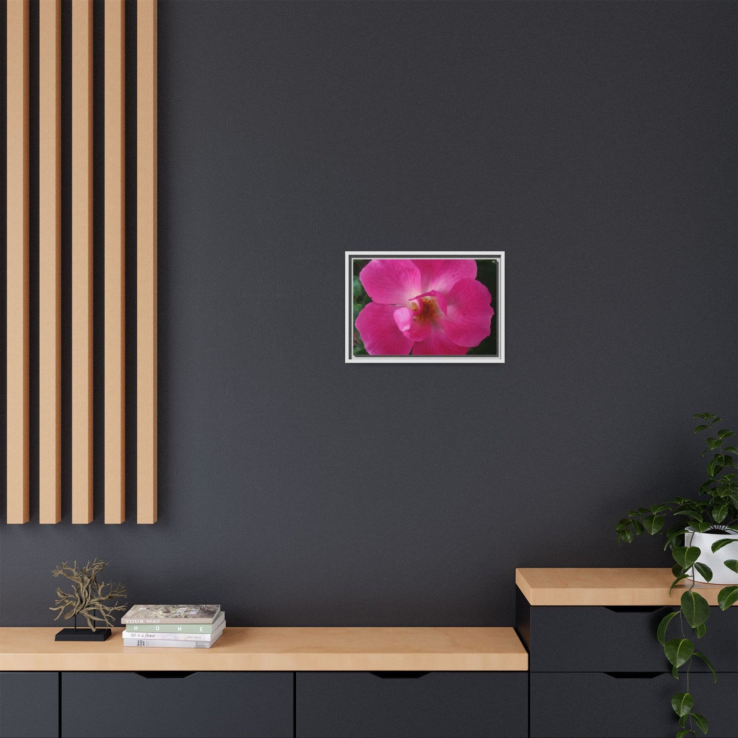 Framed Floral Canvas Art Print | Vibrant Pink Flower Decor, Wall Art for Home, Gift for Her, Mother's Day, Birthday