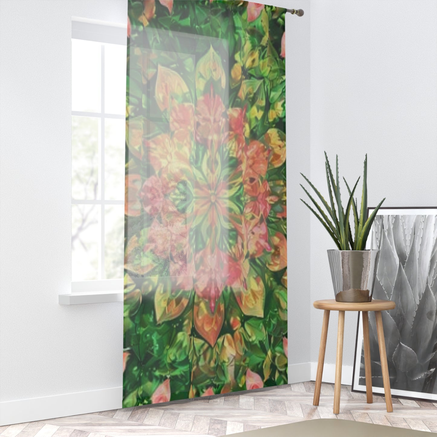 Vibrant Floral Window Curtain, Nature-Inspired Home Decor, Bedroom Makeover, Living Room Accent, Boho Chic Style, Spring Decor