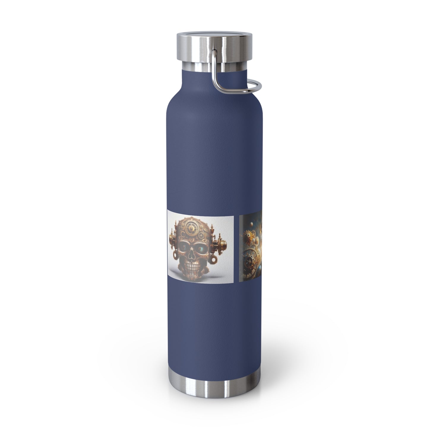 Botella de cobre con aislamiento al vacío, 22 oz, diseño de calavera de mujer y gato