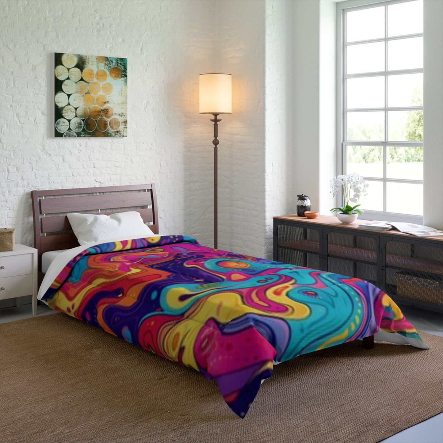 Edredón psicodélico colorido: ropa de cama bohemia y vibrante para un hogar acogedor