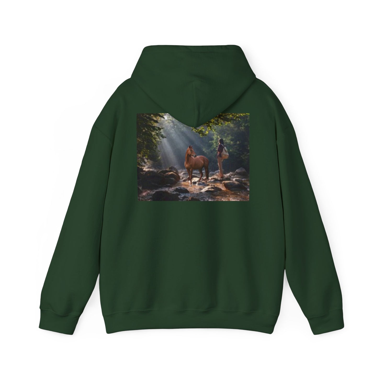 Sudadera unisex con capucha inspirada en la naturaleza con diseño de mariposa y caballo