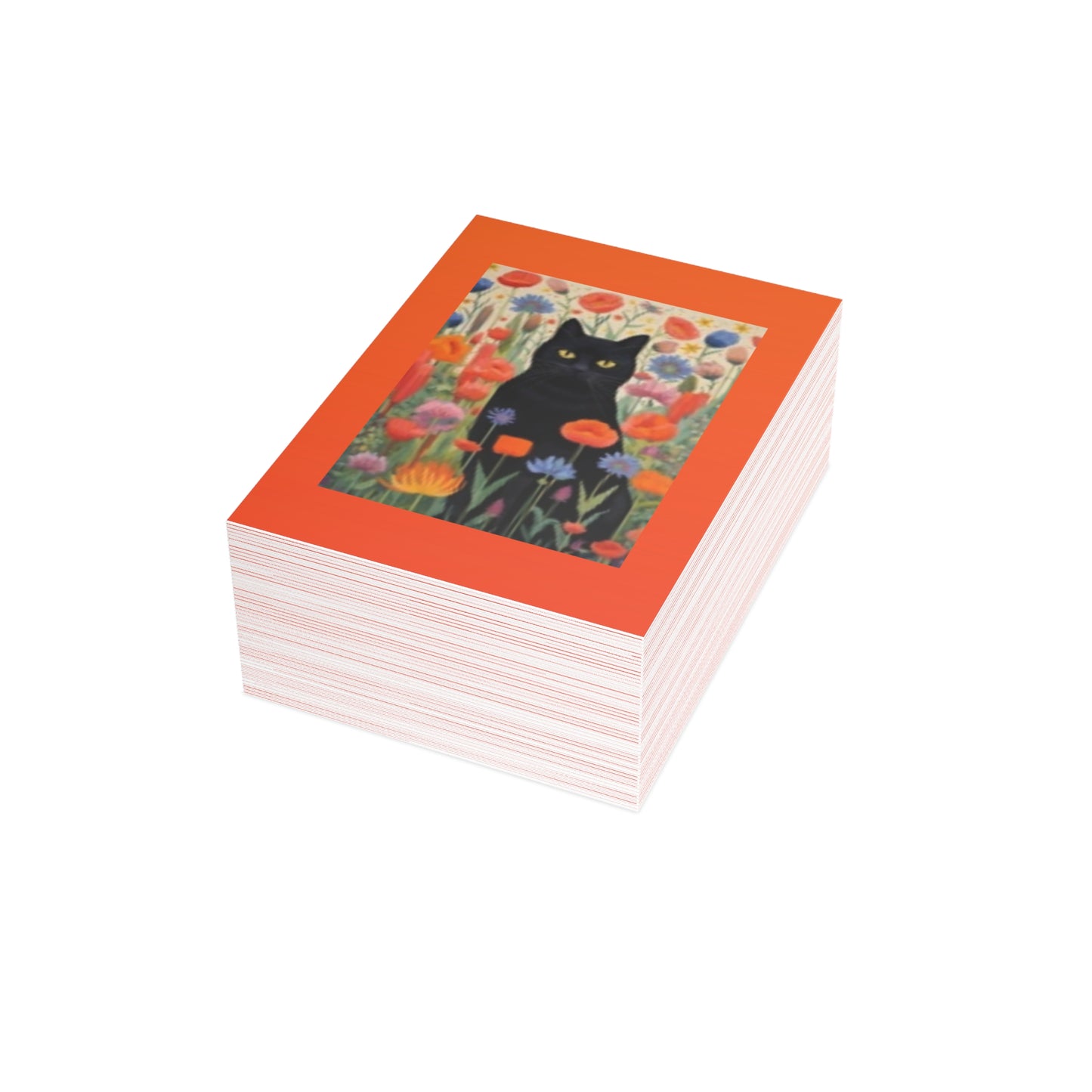 Paquete de postales vibrantes: diseños de gatos y flores silvestres con sobres