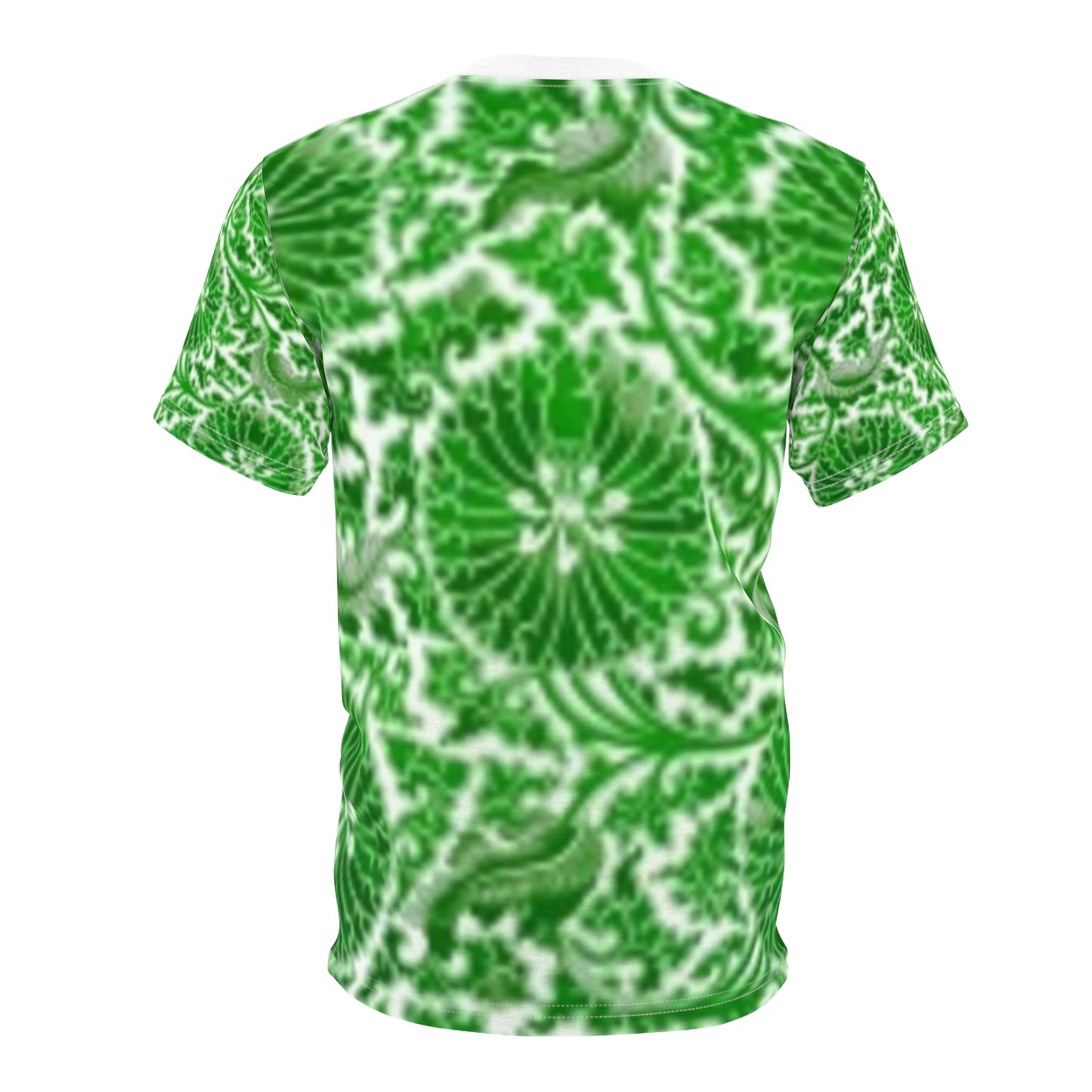 Camiseta unisex con estampado floral verde vibrante, con corte y costura: camiseta con estampado único para amantes de la naturaleza