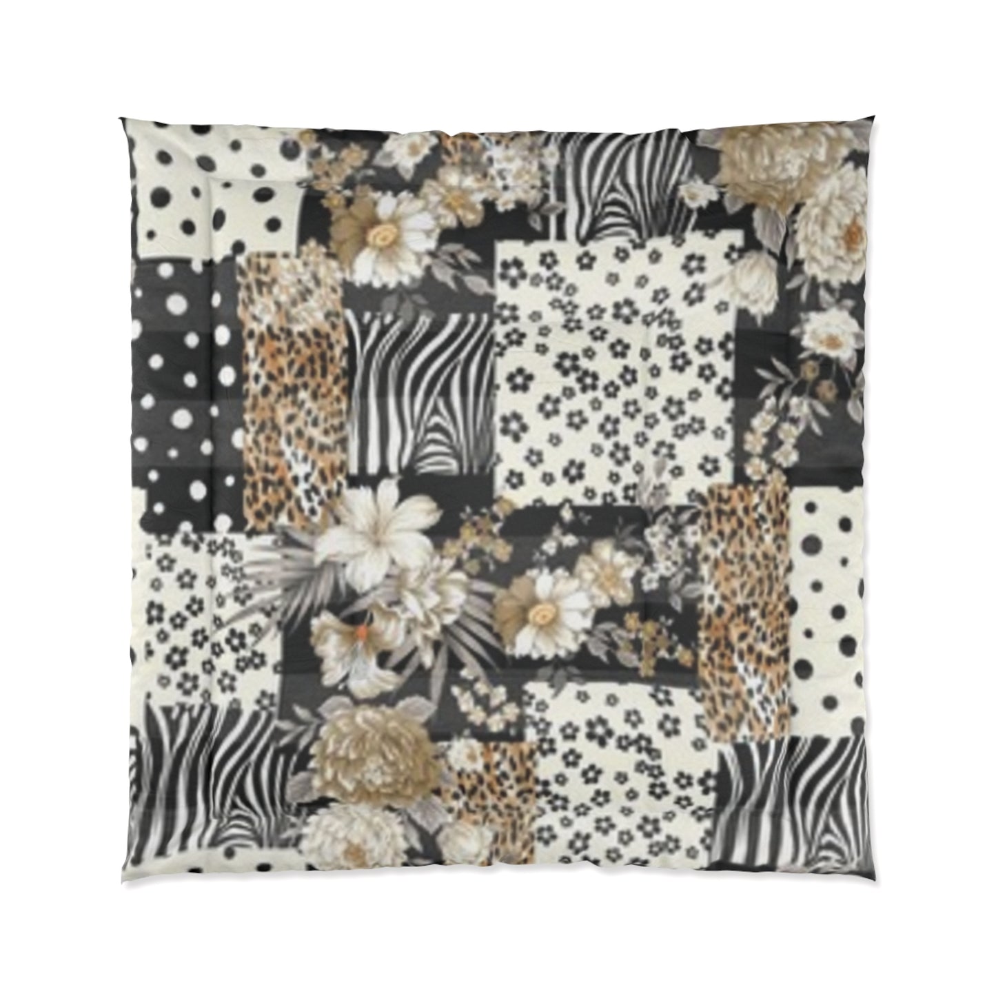 Edredón bohemio de patchwork floral: decoración acogedora para el dormitorio