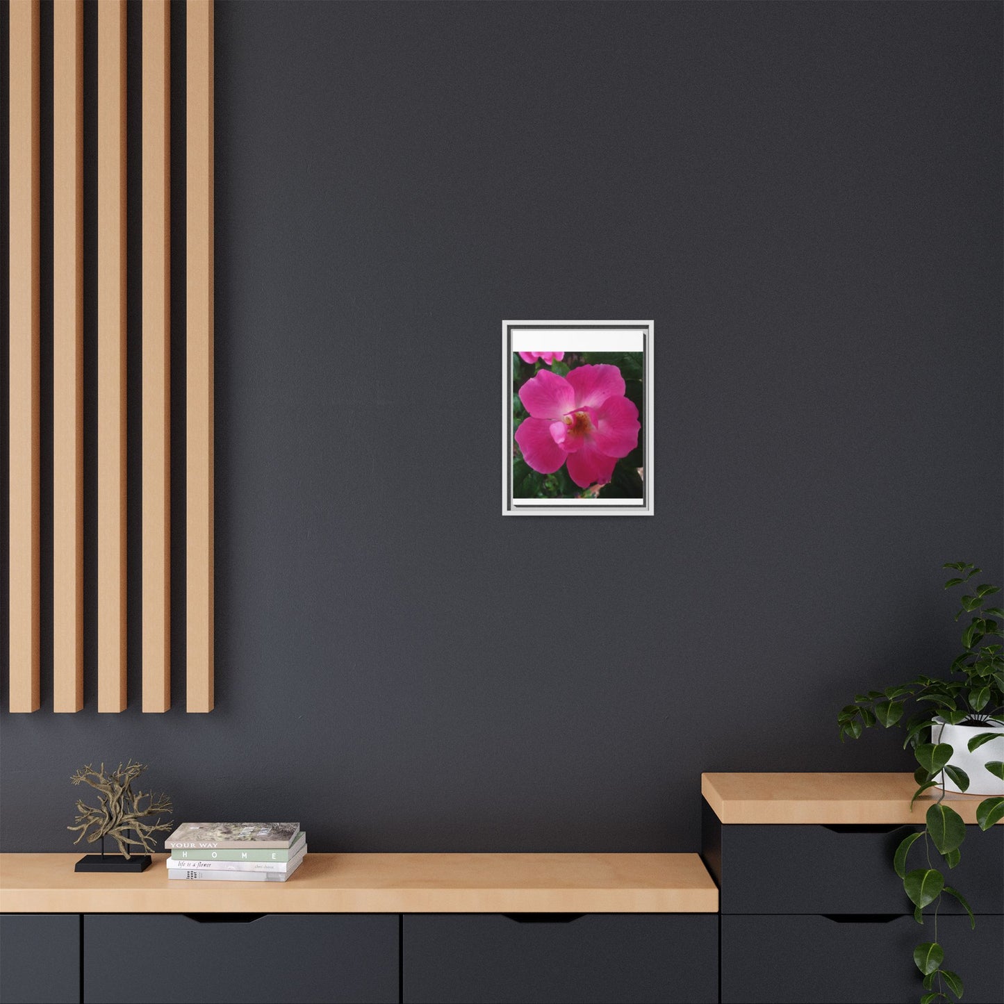 Framed Floral Canvas Art Print | Vibrant Pink Flower Decor, Wall Art for Home, Gift for Her, Mother's Day, Birthday