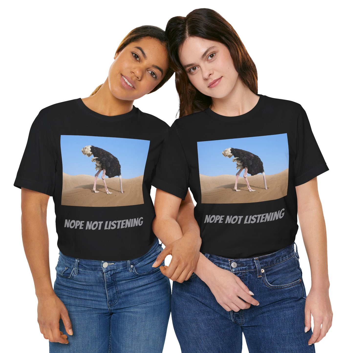 Camiseta avestruz no, no escucho