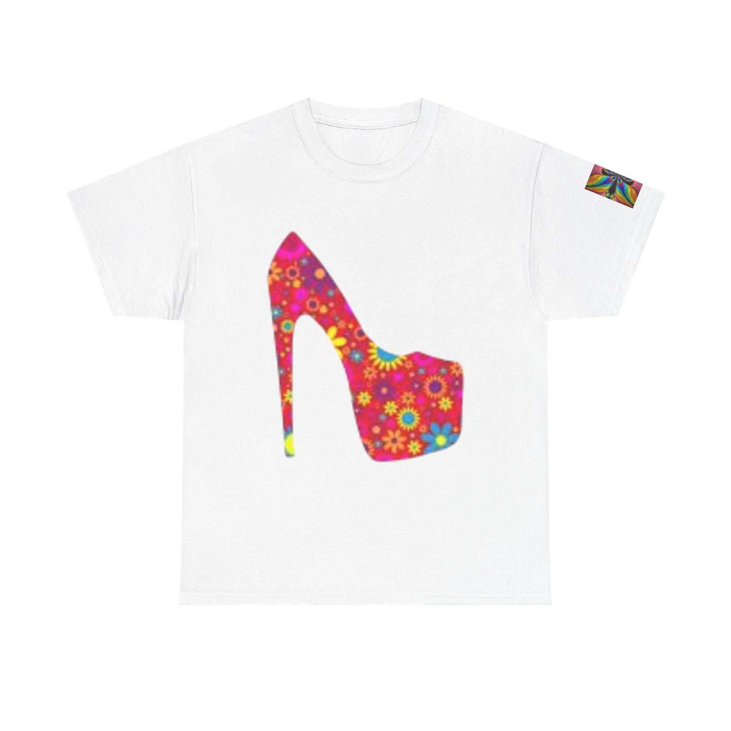 Camiseta unisex de algodón grueso con tacón alto y estampado floral: camiseta de moda para amantes del estilo.