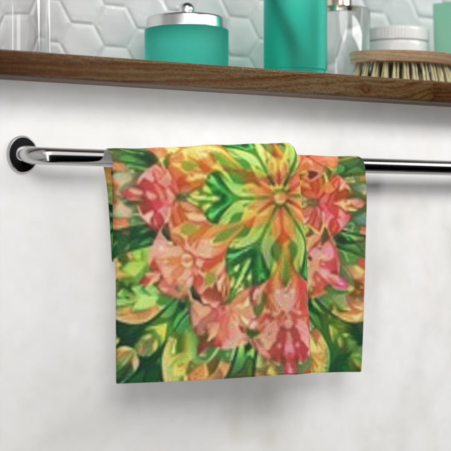 Vibrant Floral Face Towel, Colorful Spa Towel, Gift for Nature Lovers, Home Decor, Self-Care Accessory, Eco-Friendly Bath Towel
