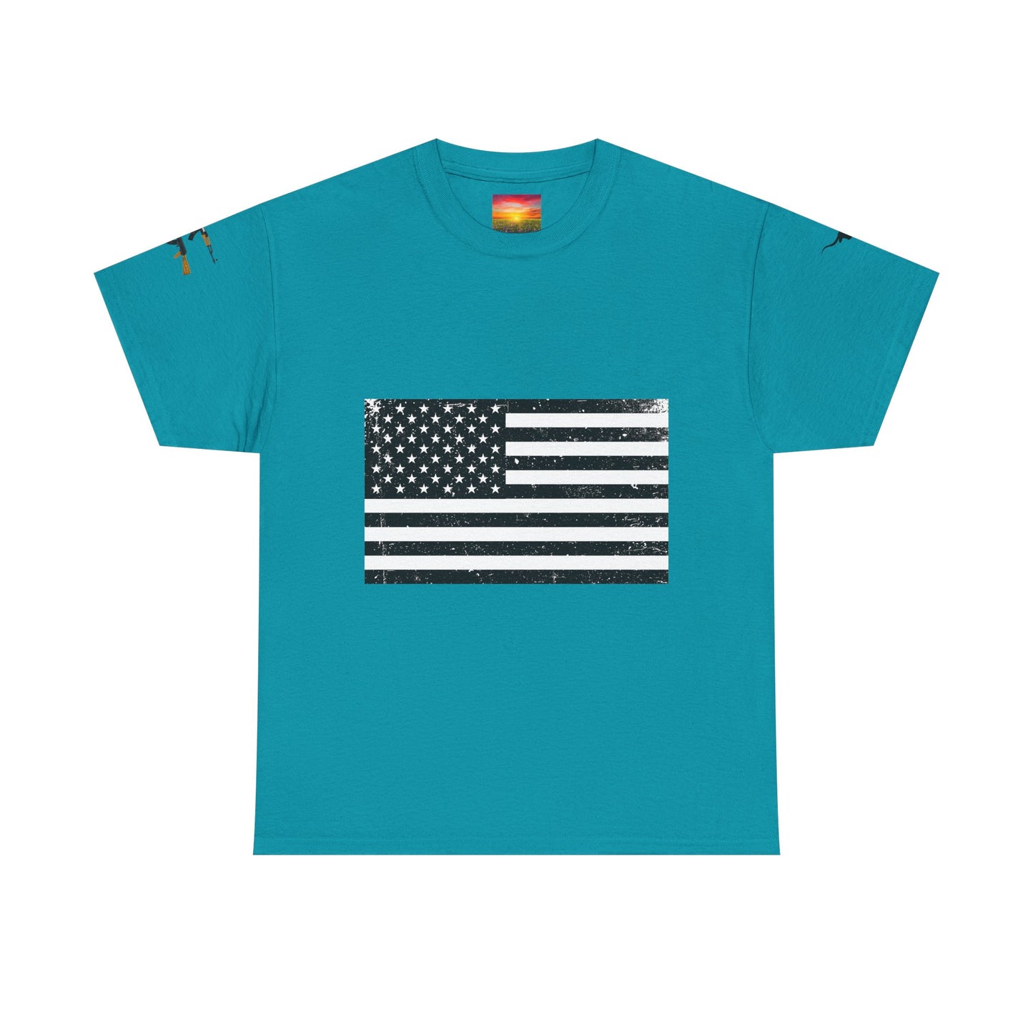 Vintage American Flag Guns Longhorn Sunset T-shirt