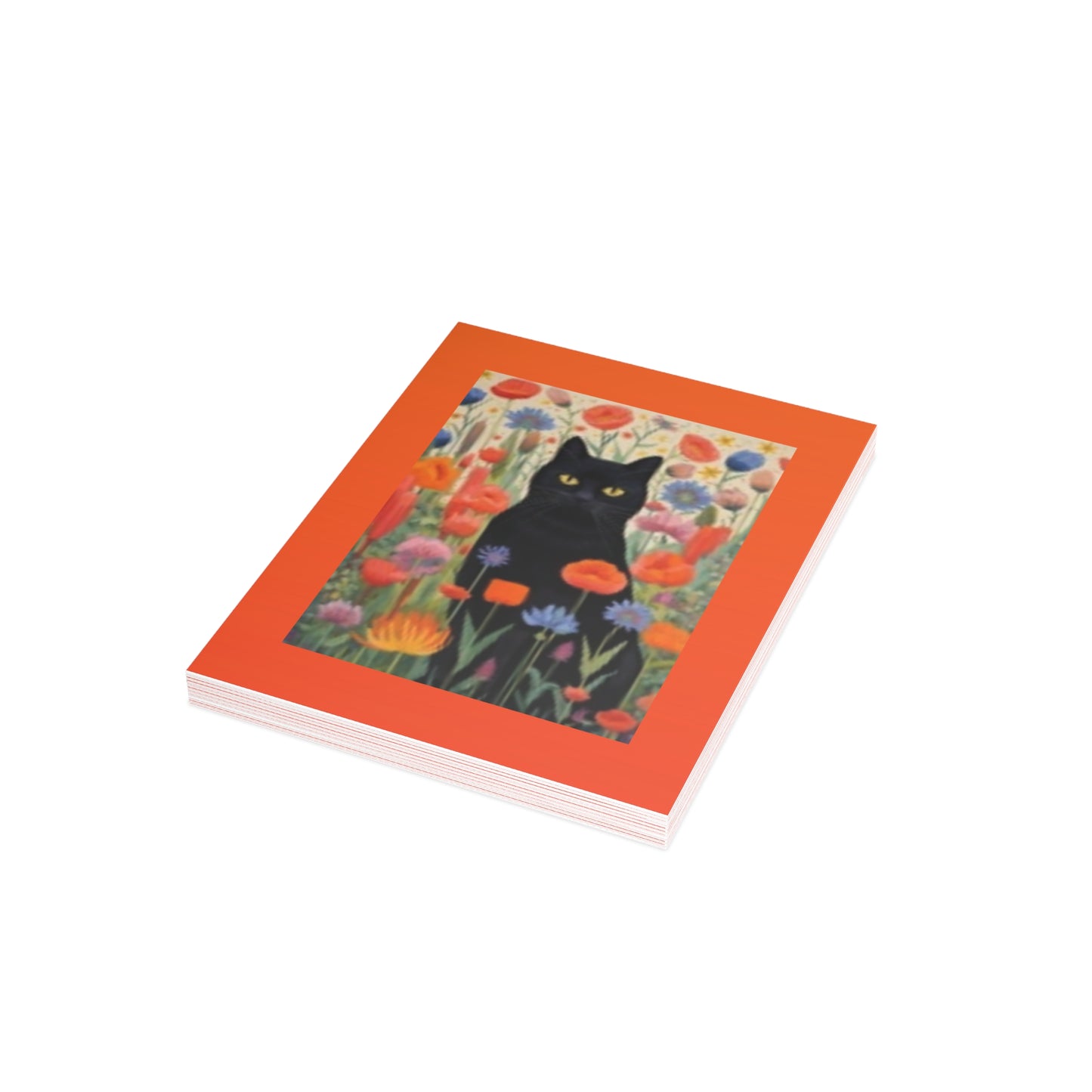 Paquete de postales vibrantes: diseños de gatos y flores silvestres con sobres