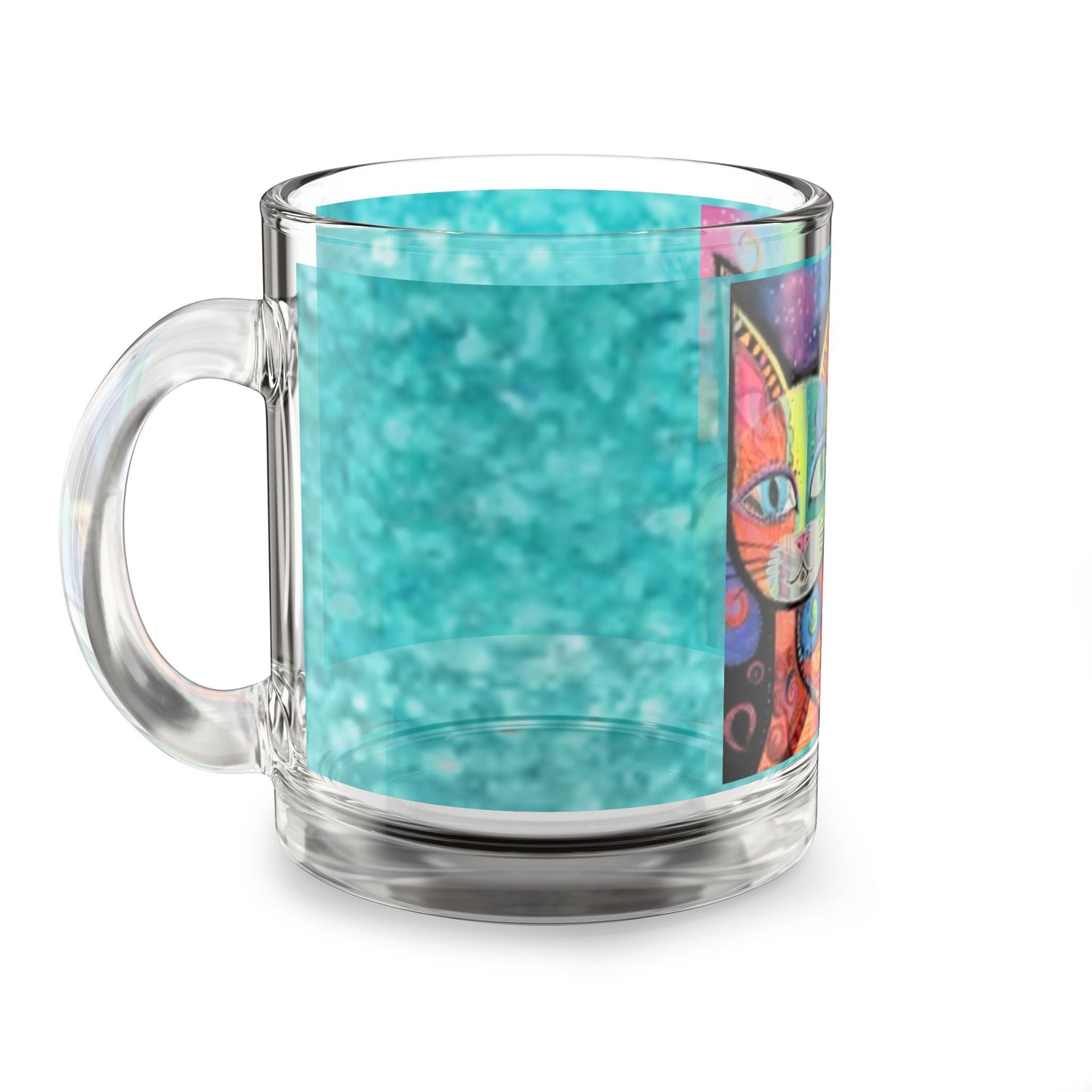 Colorful Cat Glass Mug - Whimsical Drinkware for Cat Lovers, Perfect Gift for Birthdays, Holidays, and Cat-Themed Events