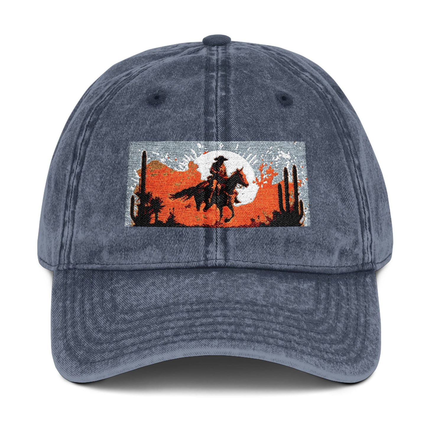 Vintage Western Embroidered Cap - Rustic Cowboy Design