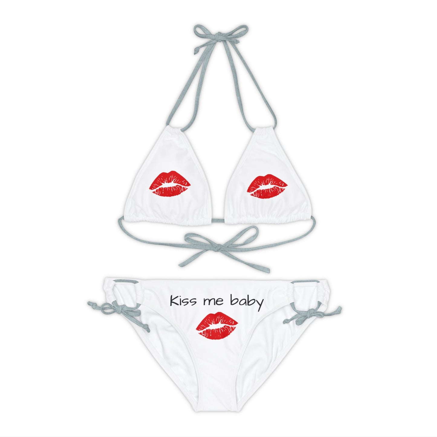 Strappy Bikini Set Red Lips Kiss me baby