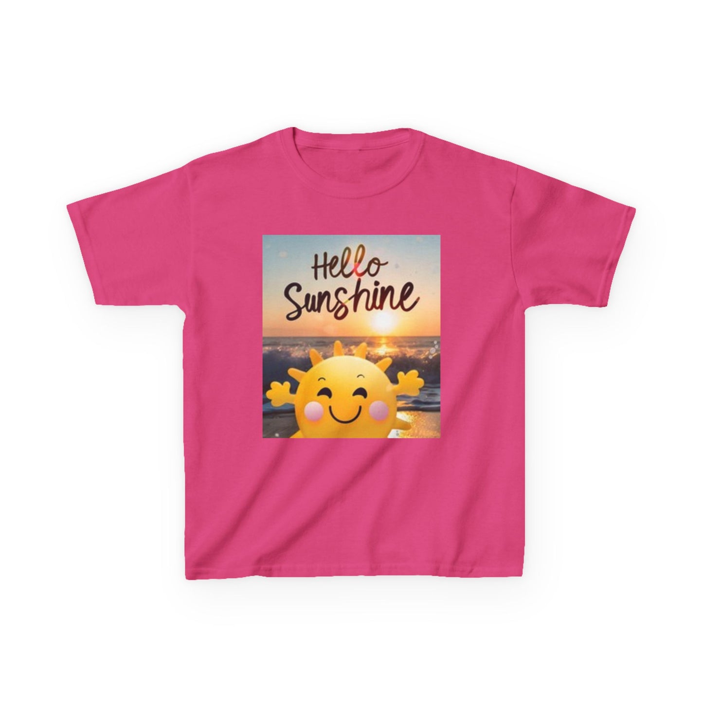 Camiseta infantil "Hello Sunshine" con corazones de colores: ropa de verano divertida y divertida