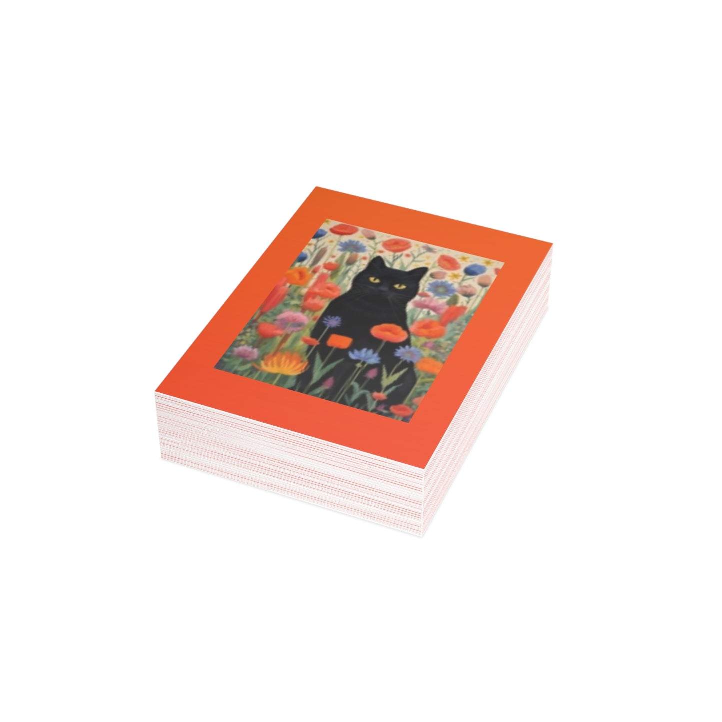 Paquete de postales vibrantes: diseños de gatos y flores silvestres con sobres