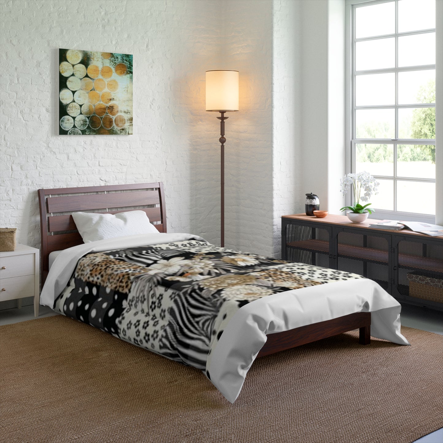 Edredón bohemio de patchwork floral: decoración acogedora para el dormitorio