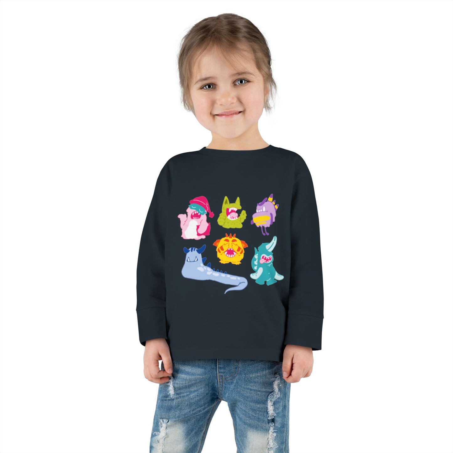 Camiseta de manga larga para niños pequeños con seis extraterrestres de colores