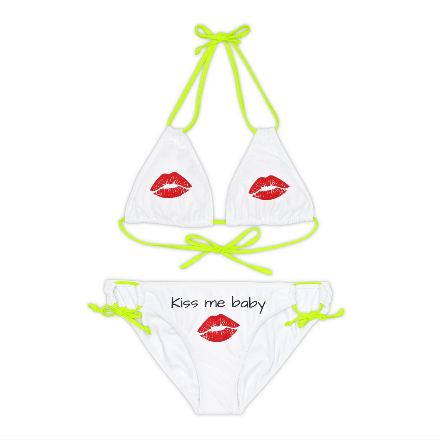 Strappy Bikini Set Red Lips Kiss me baby