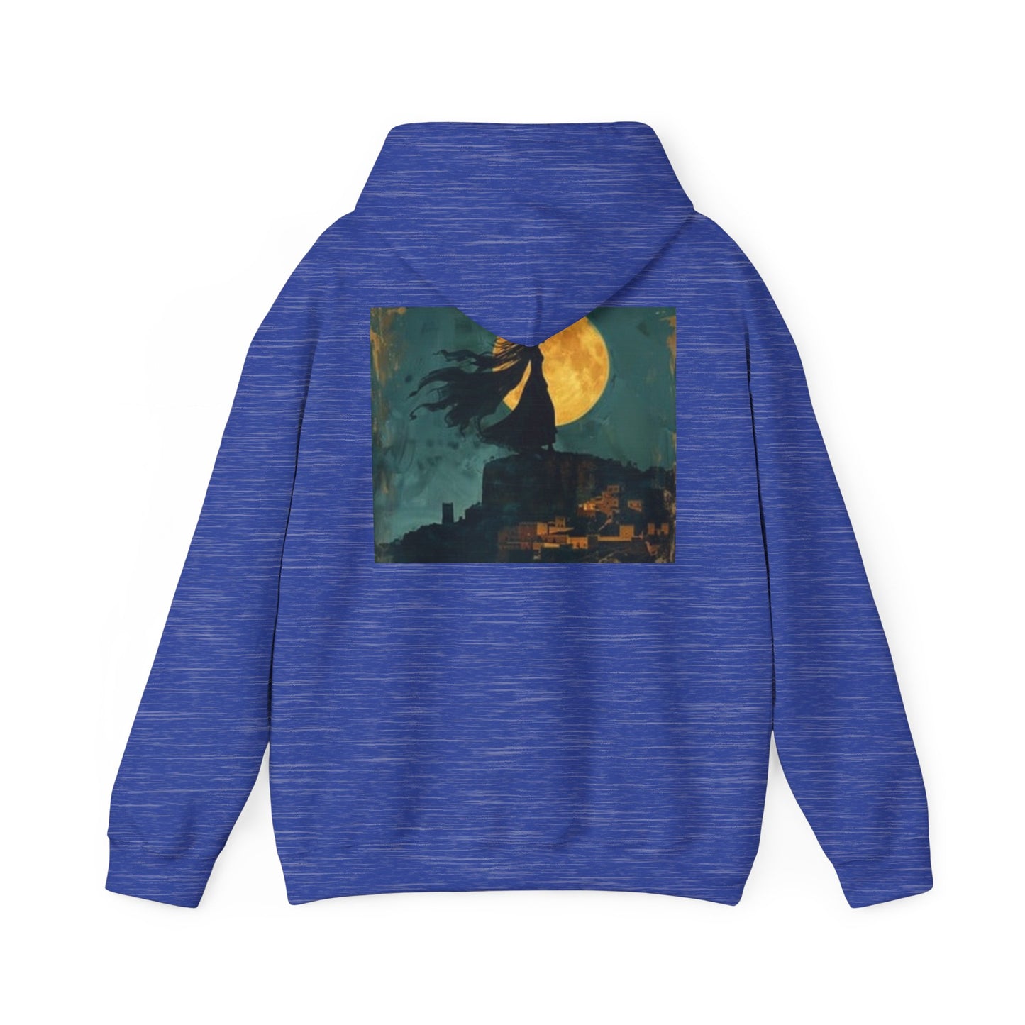 Sudadera con capucha unisex artística: diseño abstracto colorido y lunar