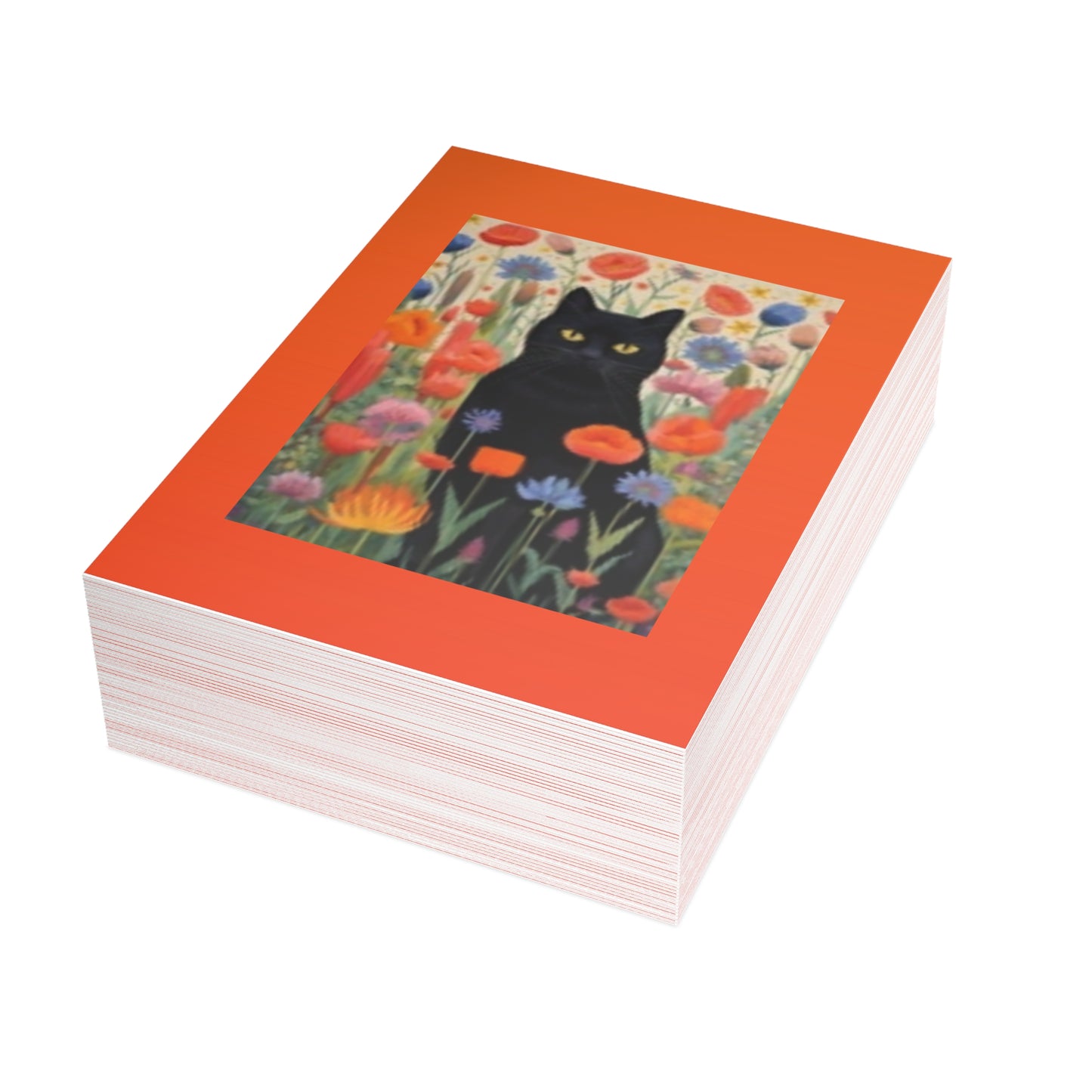 Paquete de postales vibrantes: diseños de gatos y flores silvestres con sobres