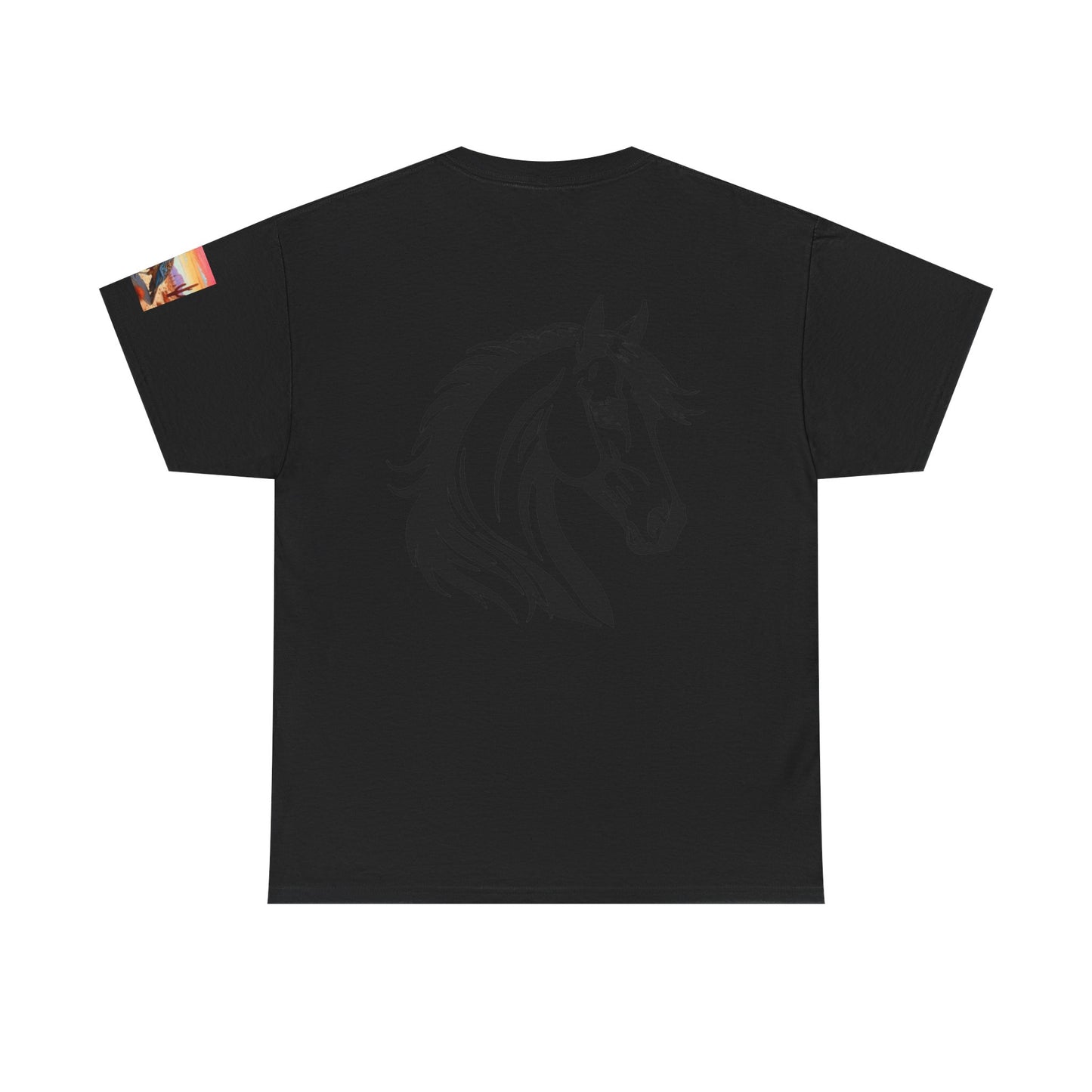 Camiseta unisex de algodón grueso Majestic Horse - Diseño Nature Sunset