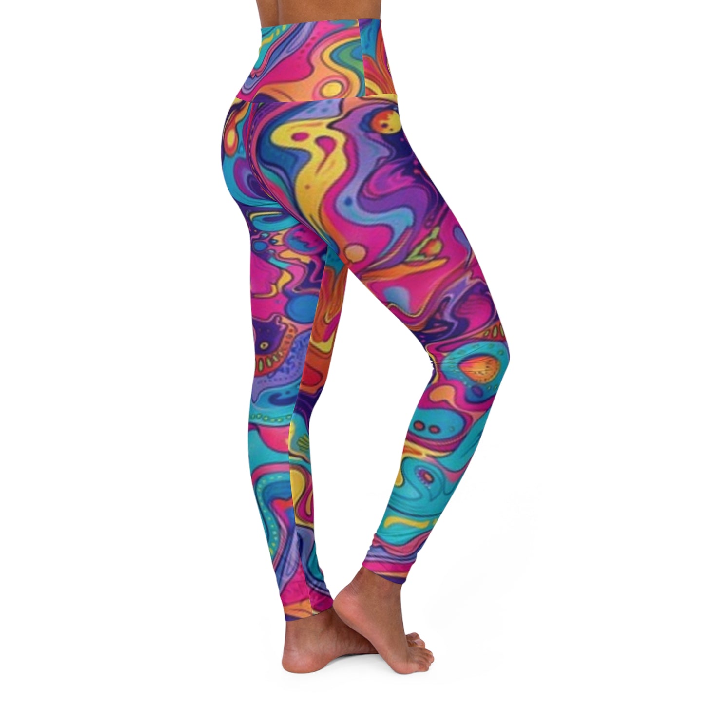 Leggings de yoga psicodélicos de cintura alta: ropa deportiva colorida para fitness y ocio