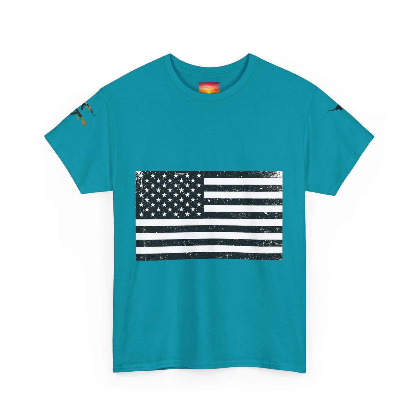 Vintage American Flag Guns Longhorn Sunset T-shirt