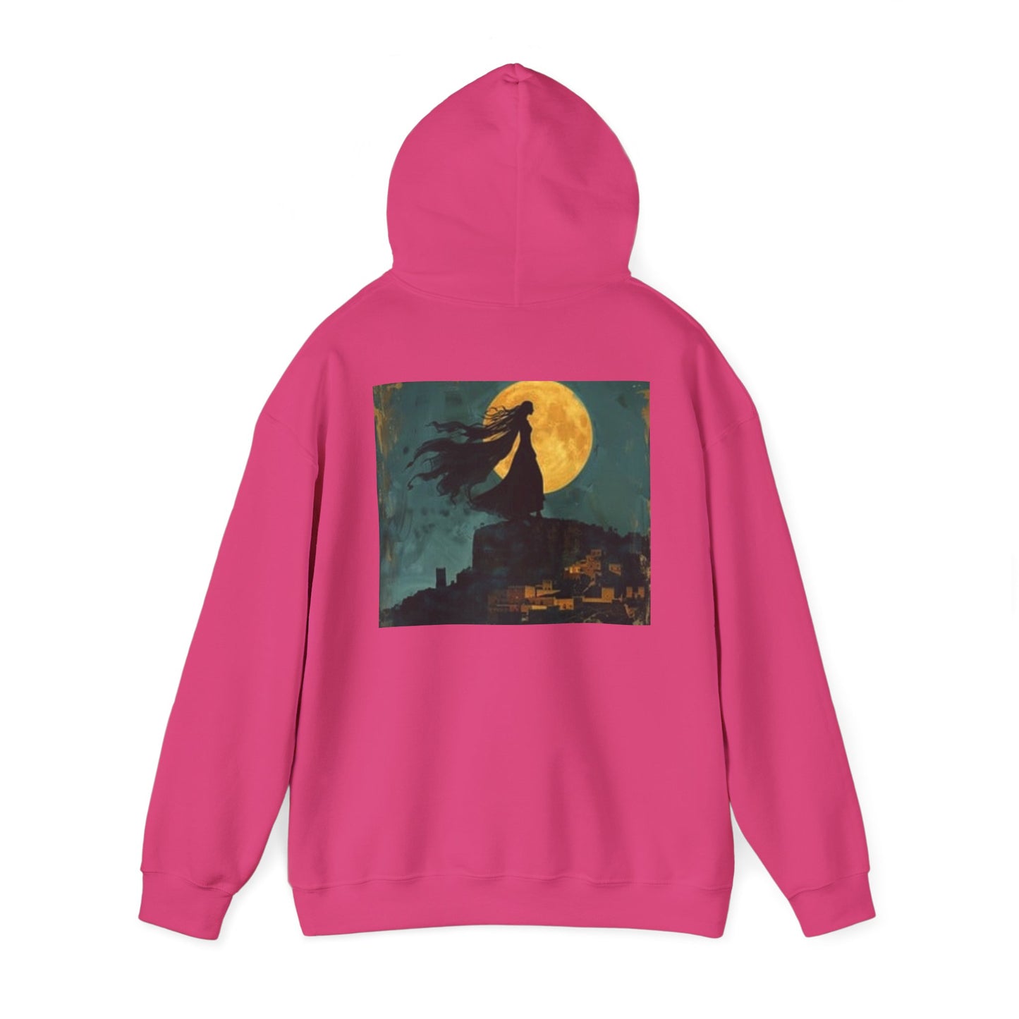 Sudadera con capucha unisex artística: diseño abstracto colorido y lunar