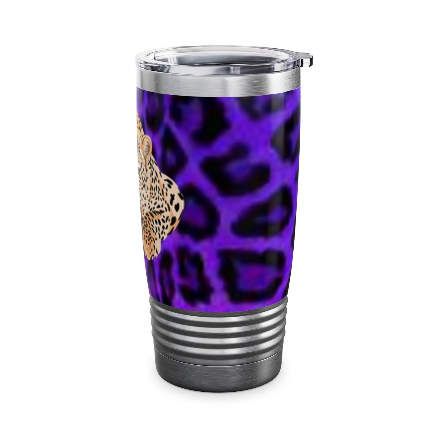 Vaso de cuello redondo de 590 ml con estampado de leopardo feroz: una elegante taza de viaje para un espíritu salvaje
