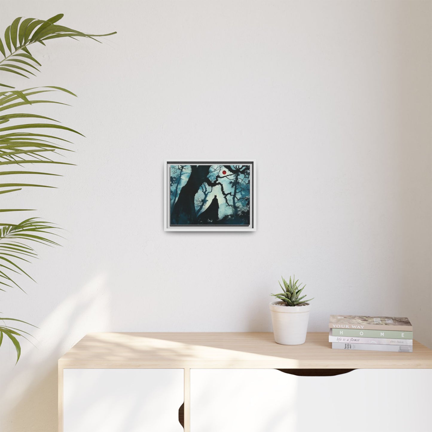 Batman in Forest Wall Art, Framed Matte Canvas, Dark Forest Decor, Gothic Art Print, Unique Home Decor, Perfect Gift for Art Lovers