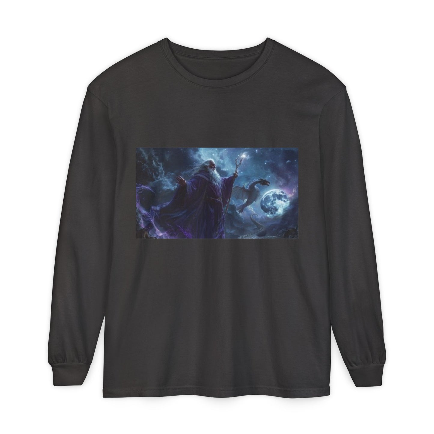 Camiseta de manga larga mística | Diseño de Mago Celestial y Fénix