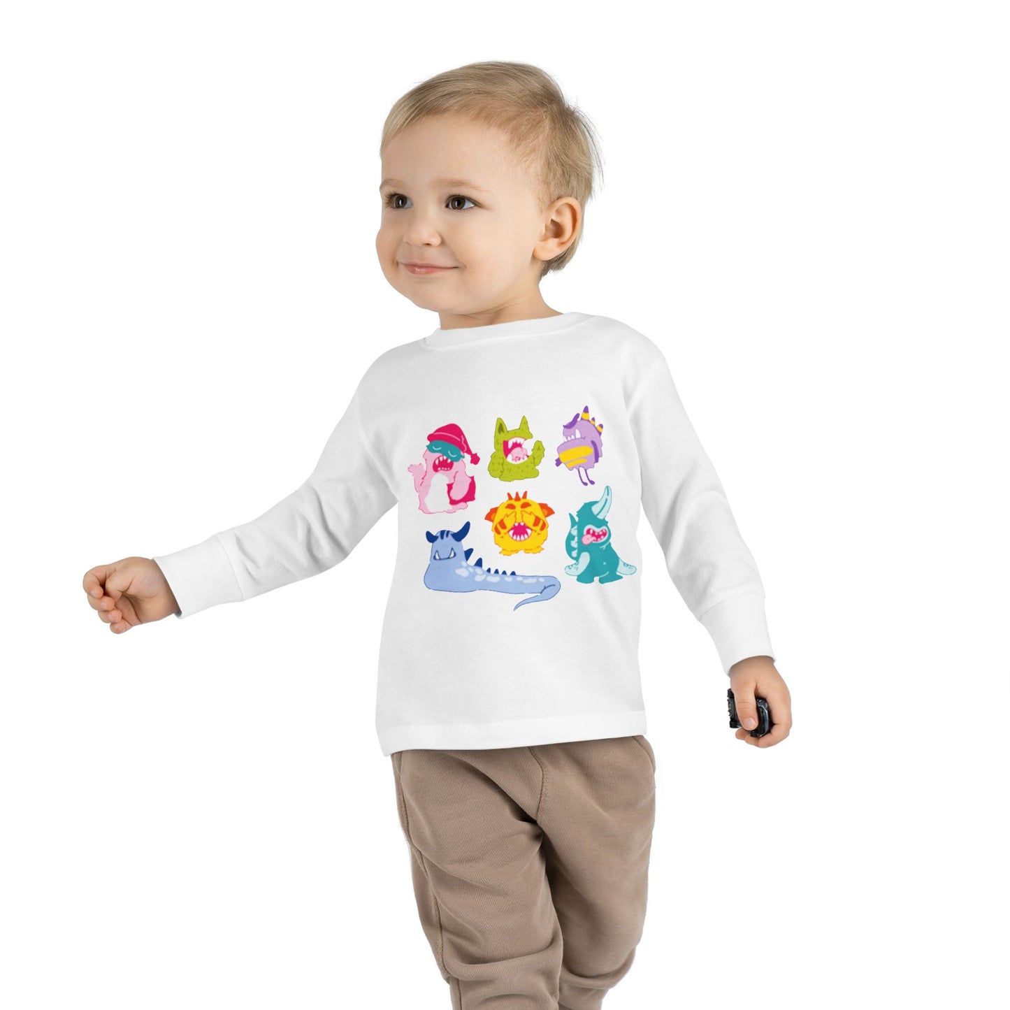 Camiseta de manga larga para niños pequeños con seis extraterrestres de colores