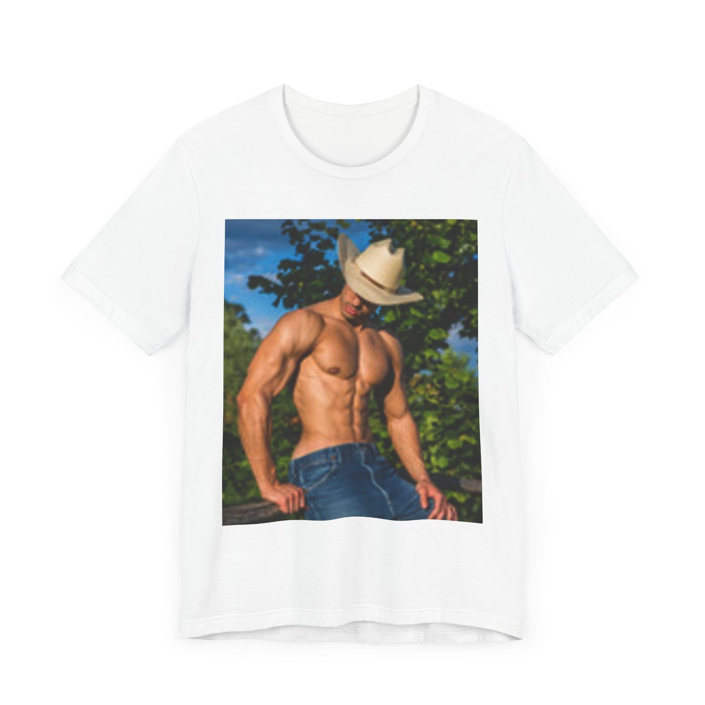 Guapo vaquero con músculos camiseta de mujer ¡ME ENCANTA, ME ENCANTA, ME ENCANTA!