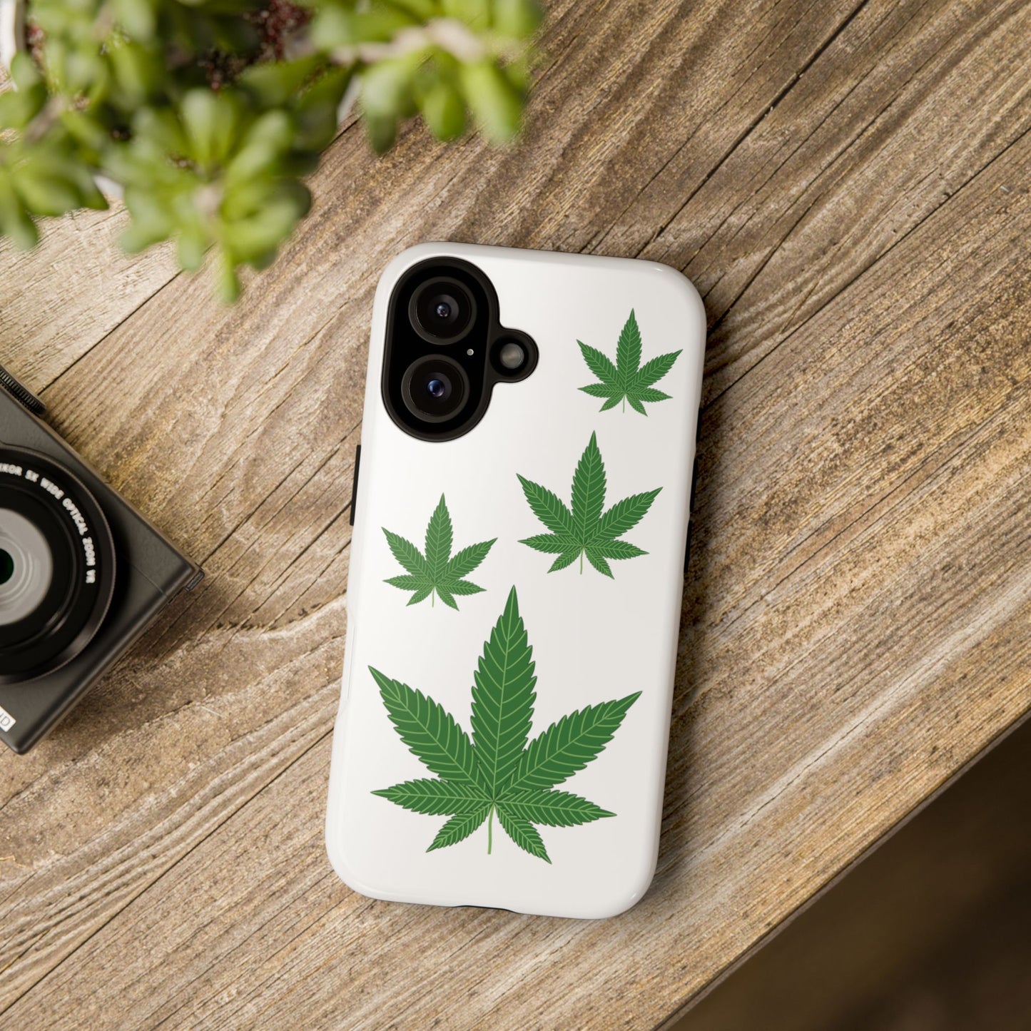 Funda elegante para teléfono con temática de cannabis: diseño resistente y duradero