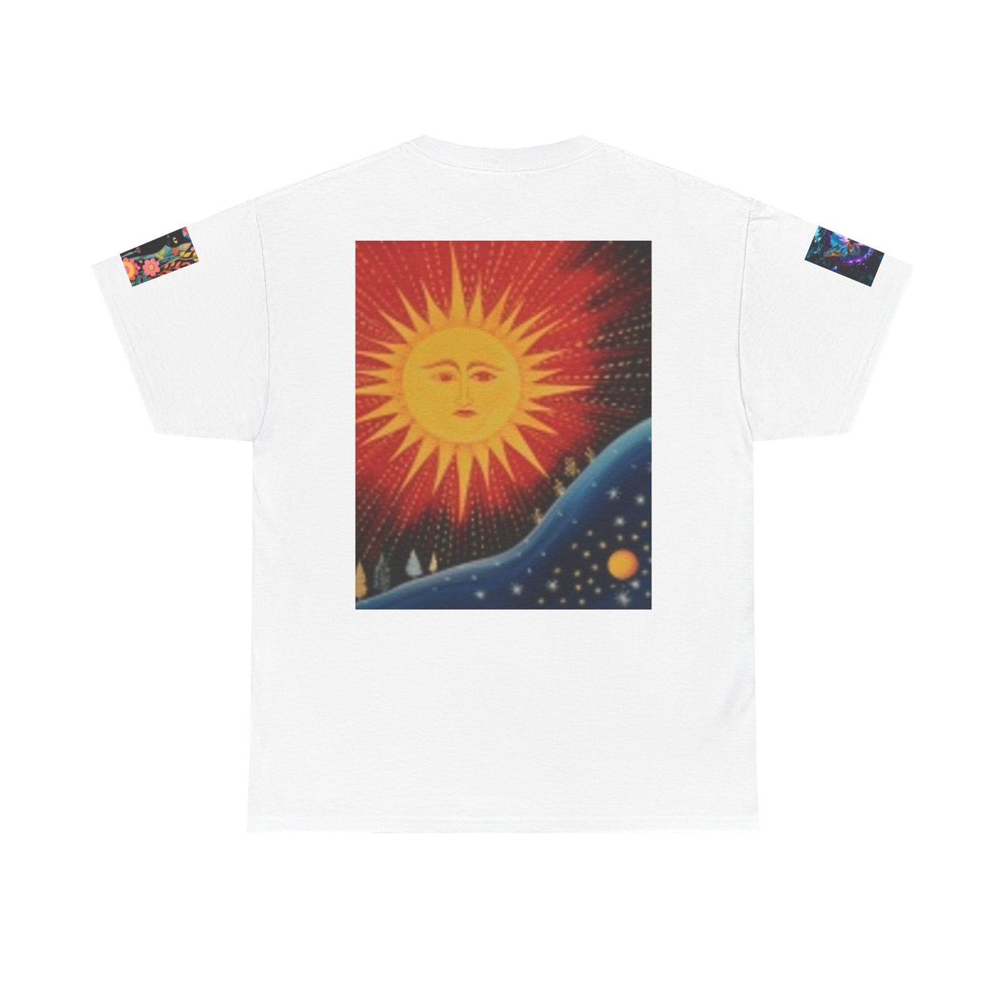 Happy Vibes Unisex Heavy Cotton T-shirt – Retro Sunshine & Map Designs