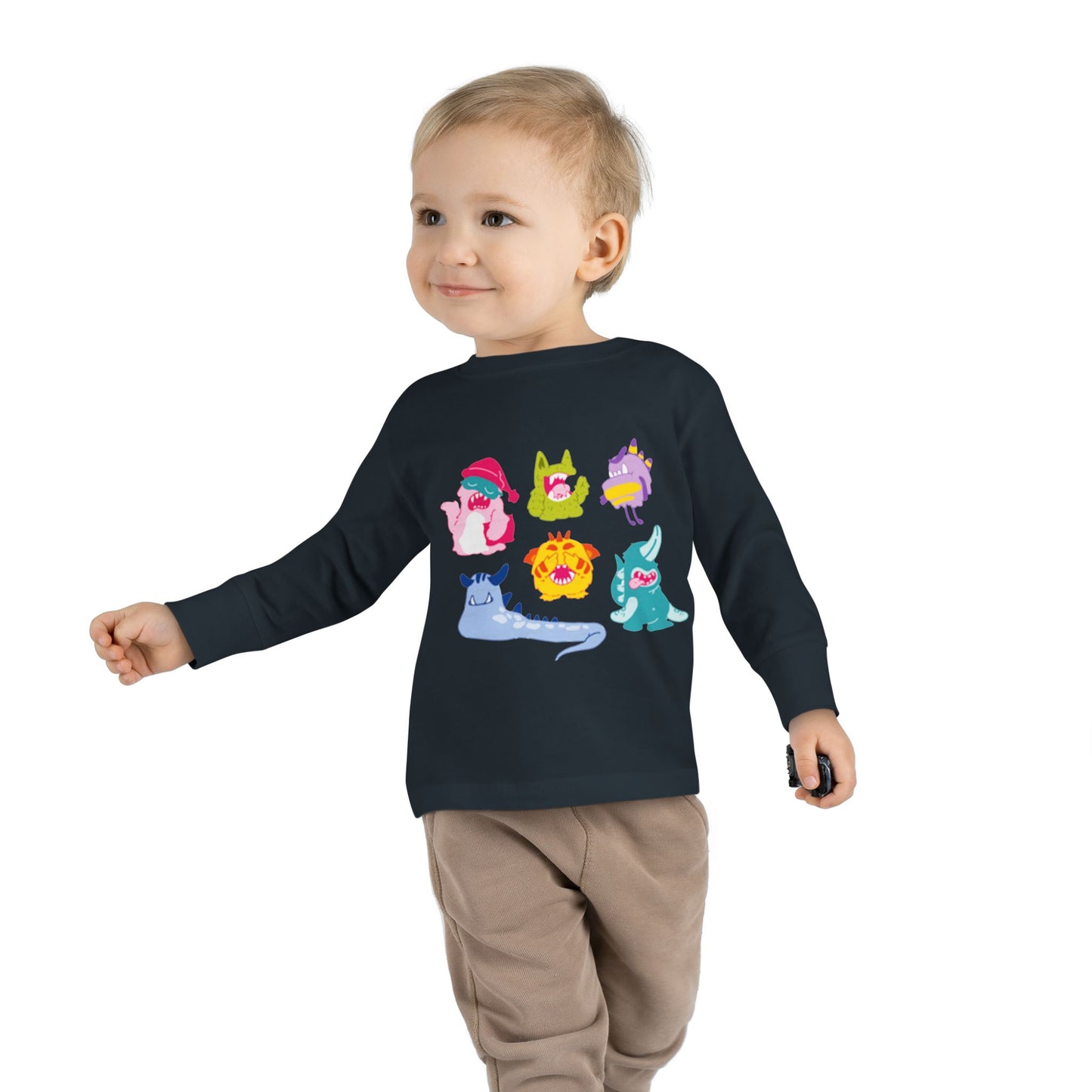 Camiseta de manga larga para niños pequeños con seis extraterrestres de colores