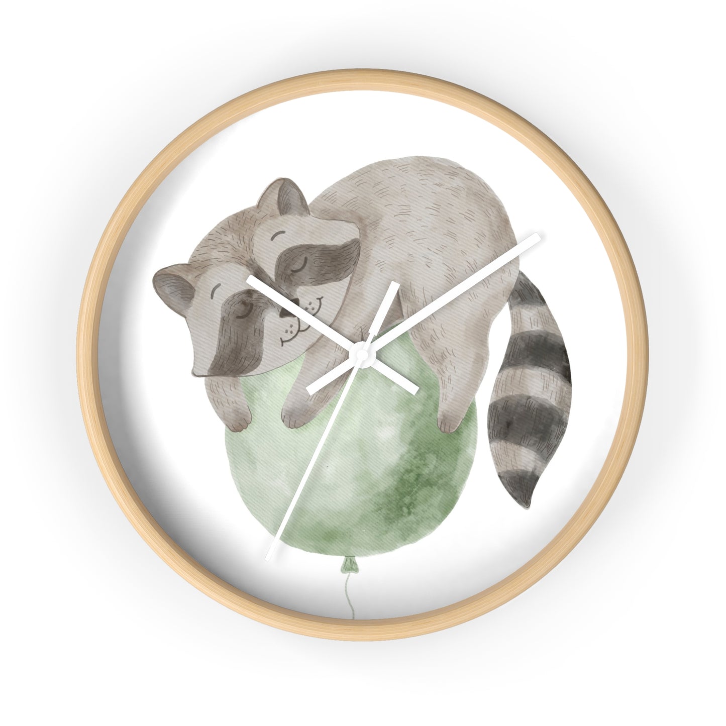Reloj de pared Mapache sobre globo verde
