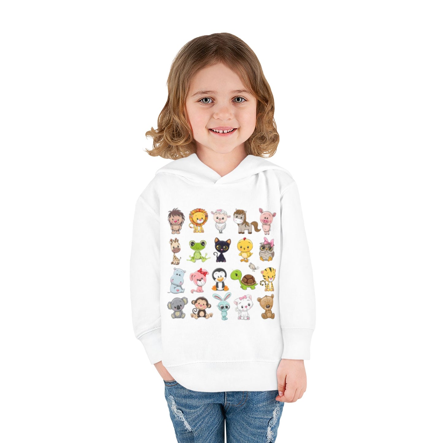Sudadera con capucha de polar con estampado animal adorable para niños pequeños | Sudadera infantil bonita