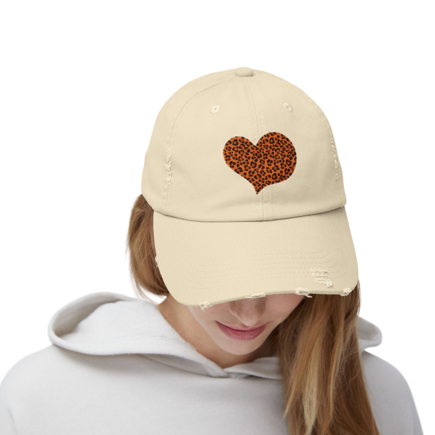 Gorra unisex con estampado de leopardo y corazón: un accesorio informal de moda para cualquier ocasión.