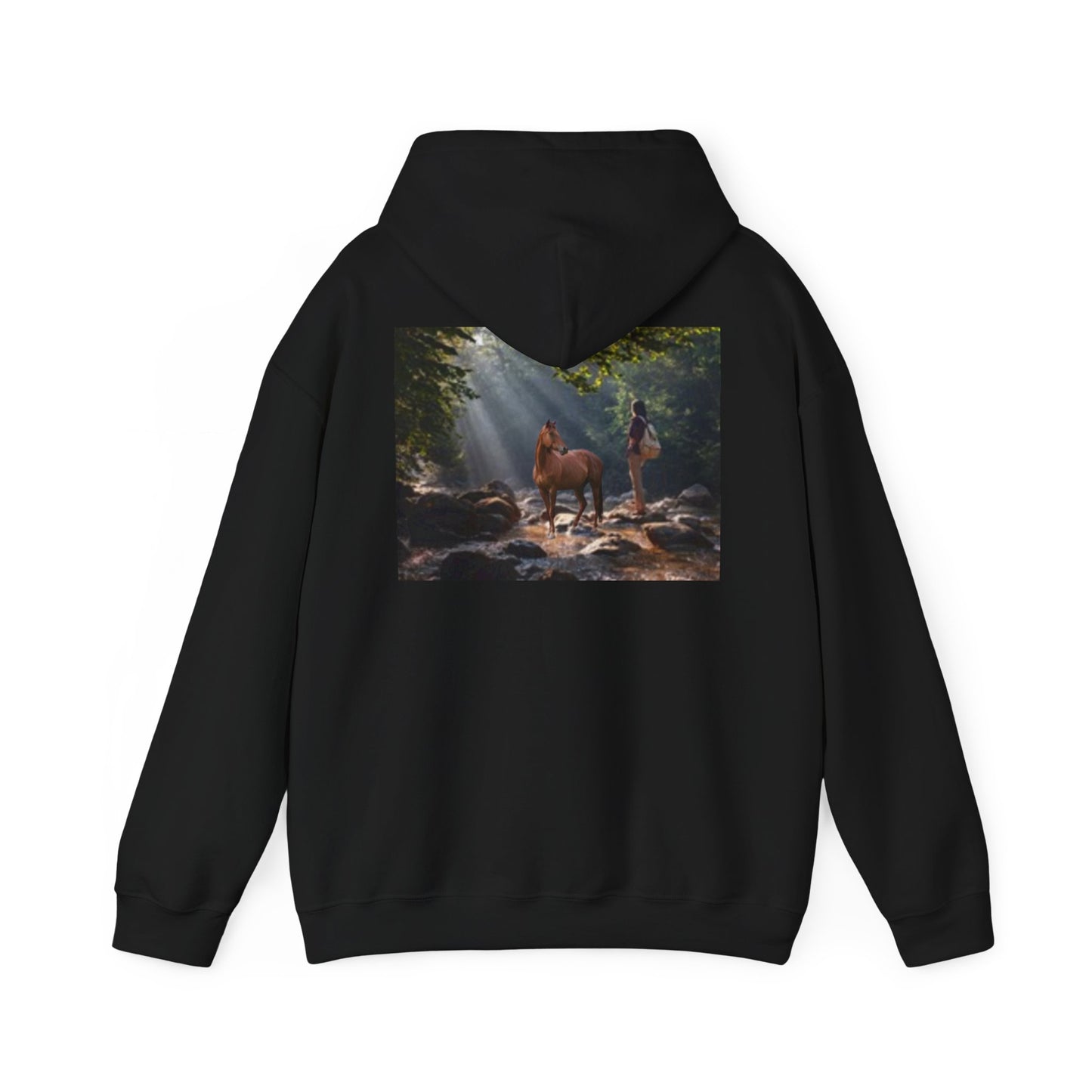 Sudadera unisex con capucha inspirada en la naturaleza con diseño de mariposa y caballo