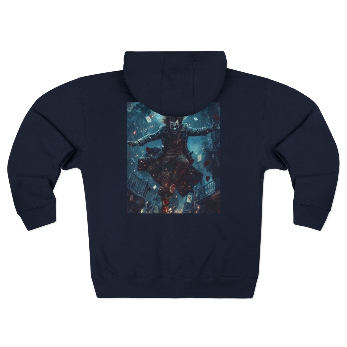 Sudadera unisex con cremallera Mystical Eye and Joker: perfecta para los amantes de la fantasía y el cómic.