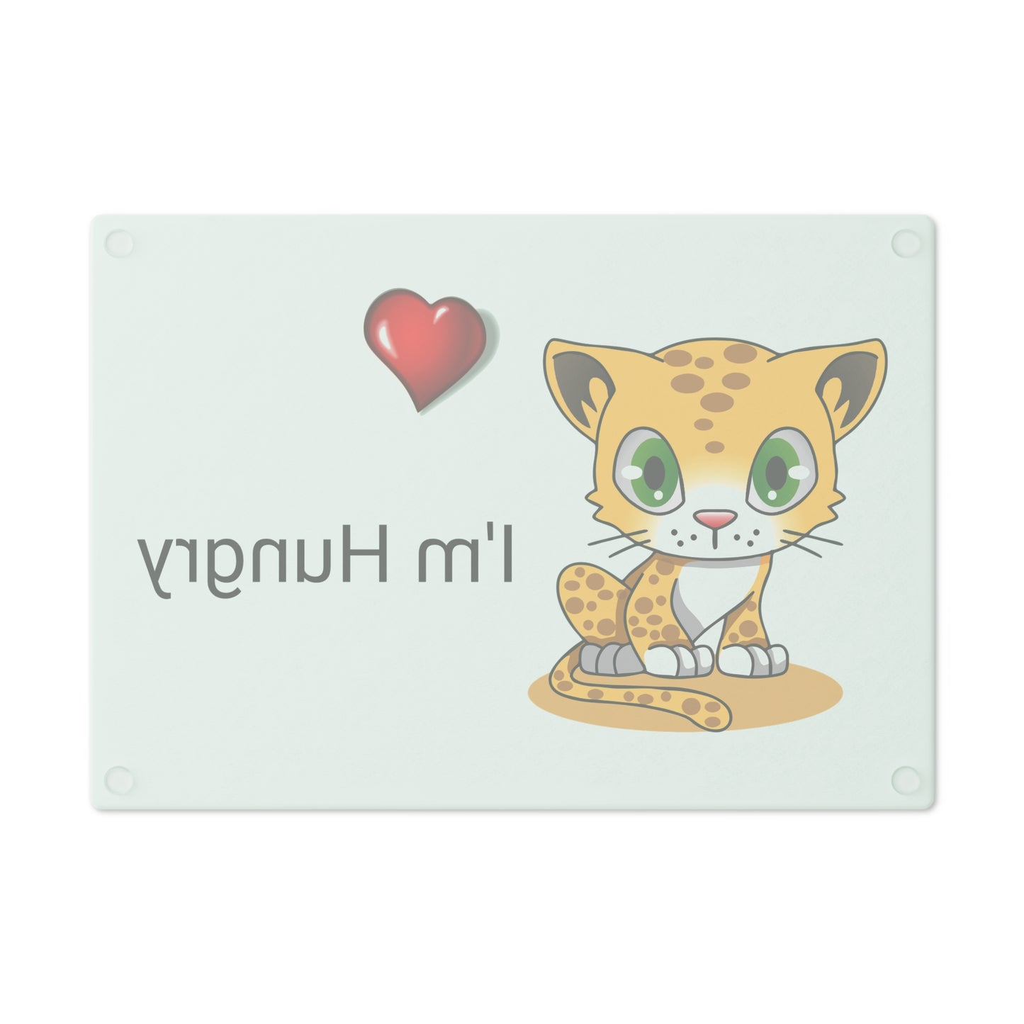 Tabla de cortar de vidrio templado con forma de corazón de tigre