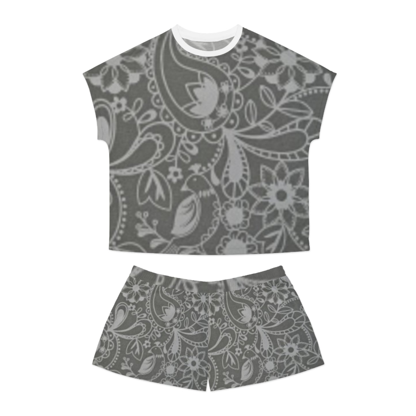 Conjunto de pijama corto para mujer con estampado de cachemira