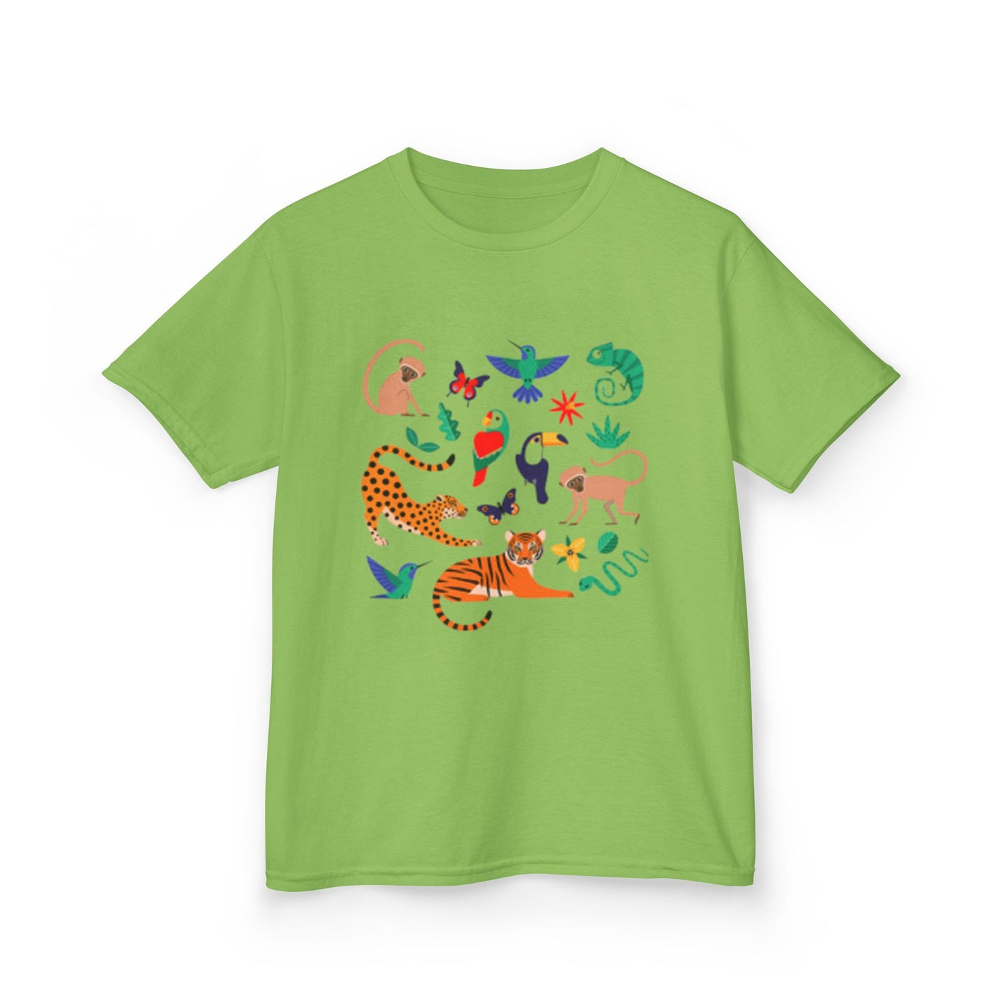Camiseta infantil de aventura en la jungla: divertida camiseta de algodón con estampado animal