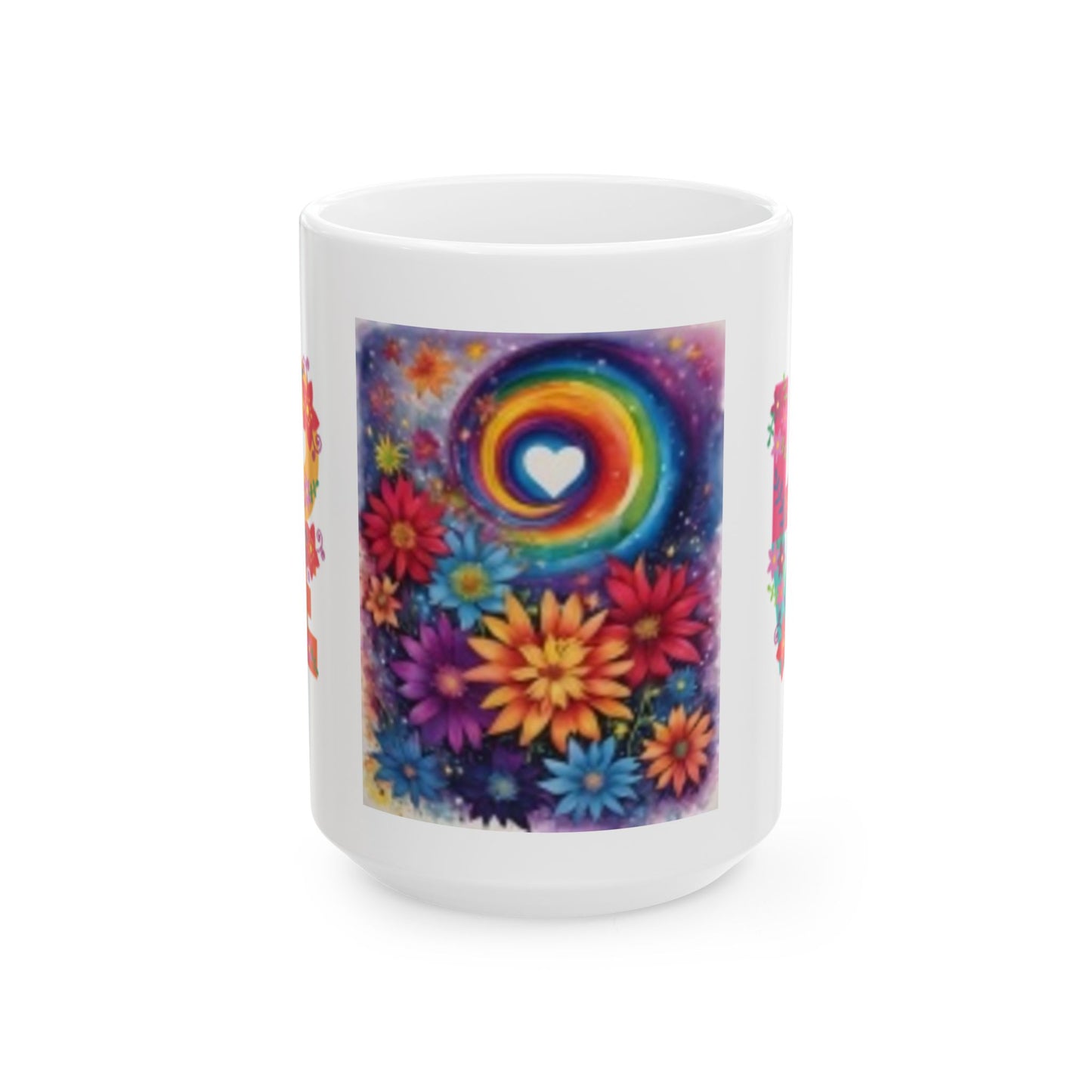 Taza de cerámica con diseño floral arcoíris de colores (325 ml y 433 ml), regalo perfecto para los amantes de la naturaleza.