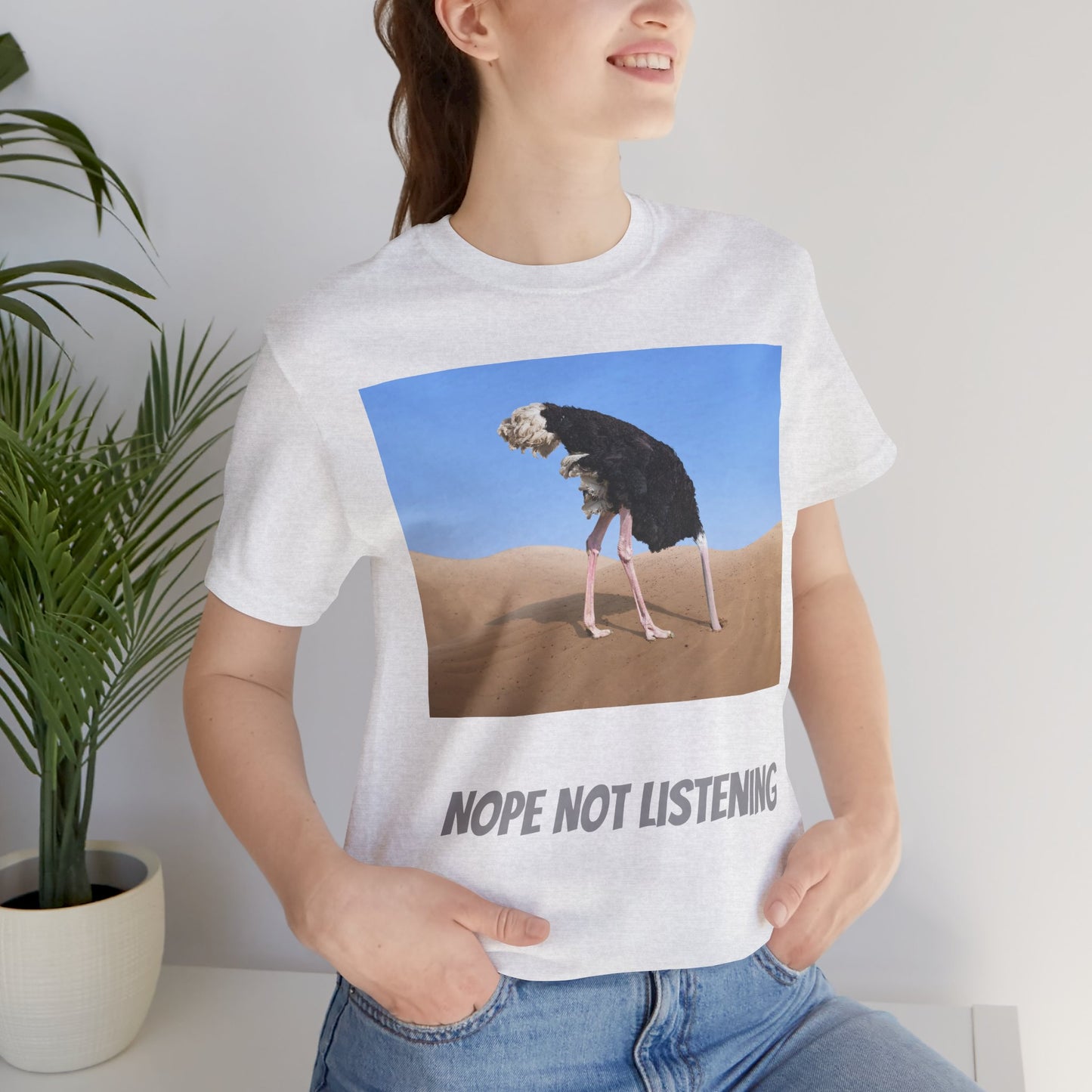 Camiseta avestruz no, no escucho