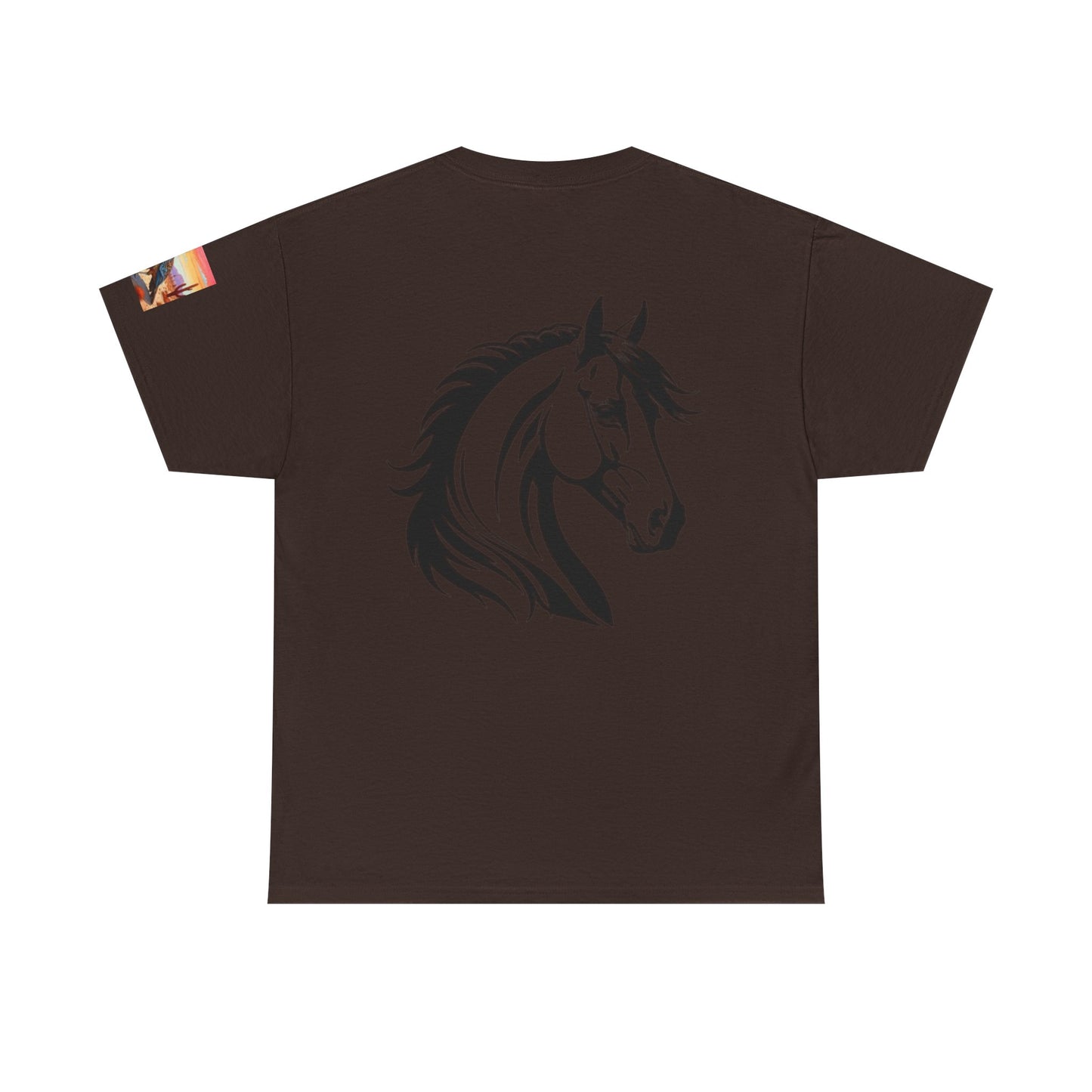 Camiseta unisex de algodón grueso Majestic Horse - Diseño Nature Sunset